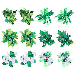 Green 12Pcs 6 Styles Saint Patrick's Day Polyester Ornaments, Party Decorations, Green, 60~65x70~80x14~16mm, 2pcs/style