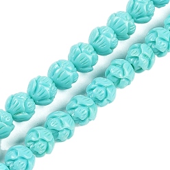 Бирюза Нити резных бусин из синтетического коралла, окрашенные, цветок, бирюзовые, 6 мм, отверстие : 1.2 мм, около 60 шт / нитка, 14.57 дюйм (37 см)