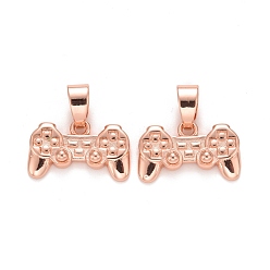 Розовое Золото Подвески из латуни с покрытием из настоящего золота 18k, с прыжковых колец, долговечный, без свинца и без кадмия, игровой контроллер/геймпад, розовое золото , 10x16x3 мм, отверстие : 5.5x3 мм
