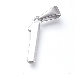 Number Pendentifs en acier inoxydable anti-ternissement, nombre, couleur inox, num. 304, 1mm, Trou: 20.5x5x1.5mm