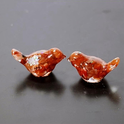 Red Agate Фигурки птиц из смолы, с натуральными кусочками красного агата внутри статуй для украшения домашнего офиса, 44x22x25 мм