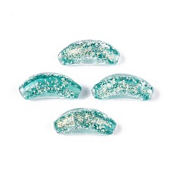 Светлый Морско-зеленый Handmade стеклянные бусины Lampwork фольги, изогнутая трубка, светло-зеленый, 24.5~27.5x10~12 мм, отверстие : 1.6~2.5 мм