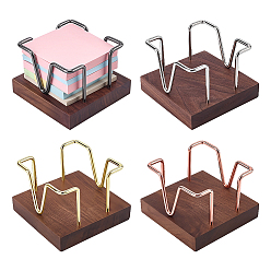 Mixed Color 4Pcs 4 Colors Iron Storage Holder, with Wood Base, Office Supplies Storage Organizer, Square, Mixed Color, 98x99x67mm, Inner Diameter: 79x80mm, 1pc/color