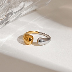 Золотой & Цвет Нержавеющей Стали 304 открытые манжеты из нержавеющей стали для женщин, золотые и нержавеющая сталь цвет, 2~7.5 мм, размер США 6 (16.5 мм)