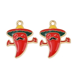Hot Pepper Подвески из сплава с эмалью на тему Синко де Майо, золотые, острый перец, 24x19x2.5 мм, отверстие : 1.8 мм, 10 шт / комплект