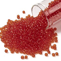 (5) Transparent Light Siam Ruby Тохо 8/0 круглые бусины, японский бисер, (5) прозрачный светлый сиамский рубин, 8/0, 3 мм, отверстие : 1 мм, Около 222 шт / 10 г