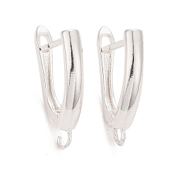 Посеребрённый Стойкие покрытия экологически чистые латунные серьги-кольца с защелкой сзади, с горизонтальной петлей, без свинца и без кадмия, 925 серебро покрытием, 18x3 мм, отверстие : 1.5 мм, штифты : 1 мм