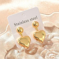 Золотой Сердце 304 из нержавеющей стали мотаться серьги стержня, золотые, 33x19 мм