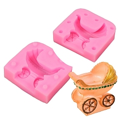 Hot Pink DIY Silicone Molds, Fondant Molds, Resin Casting Molds, for Chocolate, Candy, UV Resin & Epoxy Resin Craft Making, Stroller, Hot Pink, 57x59x16mm