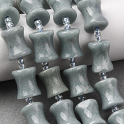 Бирманский Нефрит Бусы из натурального мьянманского жадеита, бамбуковую палку, с бисером, 12x10 мм, отверстие : 1.4 мм, около 23 шт / нитка, 14.17'' (36 см)