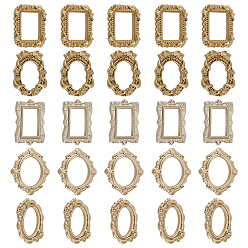 Mixed Shapes 25Pcs 5 Styles Resin Photo Frames, for Pictures Embossed Photo Props Wall Decor Accessories, Mixed Shapes, 43.5~69x36~53x5~9.5mm, 5pcs/style