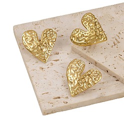 Golden 304 Stainless Steel Cuff Open Rings for Women, Heart, Golden, US Size 6(16.5mm)