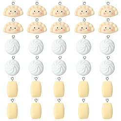 (52) Непрозрачная лаванда 48 шт 3 стили подвески из непрозрачной смолы, имитация еды, с платиновым тоном железная петля, разнообразные, разноцветные, 20~25x14.5~25x7~9.5 мм, отверстие : 2 мм, 16 шт / стиль