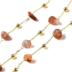 Красный Агат Цепочки из натурального сердолика ручной работы, пайки, с реечной обшивкой латунными выводами, долговечный, без свинца и без кадмия, с катушкой, реальный 18 k позолоченный, 5~14x2~7x3~7 мм