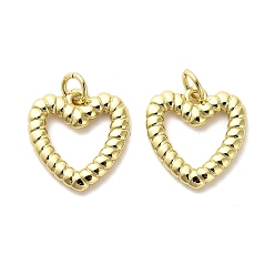 Настоящее золото 18K Латунные подвески, сердце, долговечный, без кадмия и без свинца, стойки покрытие, с целью перехода в кольце, реальный 18 k позолоченный, 16x14.5x2 мм, отверстие : 3 мм
