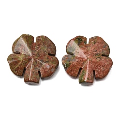 Unakite Natural Unakite Carved Clover Display Decorration, for Home Office Desk Decoration, 27~27.5x27.5~28x7~8mm