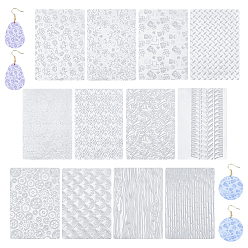Прозрачный 2 сумки 2 стили геометрические пластиковые многоразовые трафареты для рисования, трафареты для торта, для росписи по бумаге для скрапбукинга стеновая ткань напольная мебель дерево и торты, прозрачные, 255x178x1 мм, 6 шт / пакет