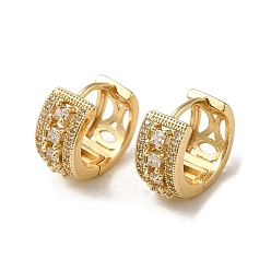 Light Gold Серьги-кольца из латуни с микропаве из кубического циркония, золотой свет, 13.5x7 мм