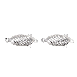 Silver 304 Stainless Steel Box Clasps, Multi-Strand Clasps, Oval, Silver Color Plated, 21x8x5mm, Hole: 1.2mm