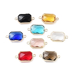 (52) Непрозрачная лаванда Стойка покрытие латунь паве стекло соединители подвески, долговечный, прямоугольник ссылки, золотые, разноцветные, 10.5x20.5x5 мм, отверстие : 2 мм