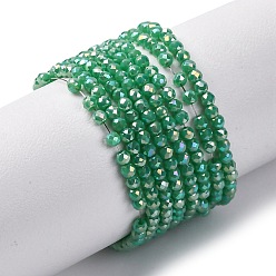 Средний Морско-зеленый Прозрачные стеклянные бусины гальваническим пряди, нити круглых бусин, граненые, средний морской зеленый, 2 мм, отверстие : 0.6 мм, около 182~188 шт / нитка, 13.78~14.33'' (35~36.4 см)