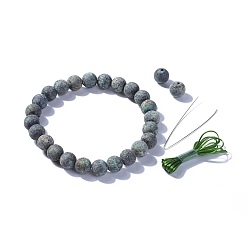 Natural Turquoise Natural African Turquoise(Jasper) Round Beads Stretch Bracelets, Frosted, Packing Box, 2-1/8 inch(5.3cm)