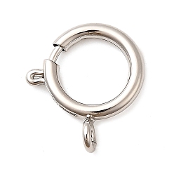 Платинированный Латунная застежка пружинного кольца, стойки покрытие, без никеля , Реальная платина, 21x18x2.5 мм, отверстие : 2.5 мм