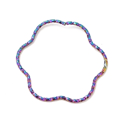 Rainbow Color 304 acier inoxydable reliant bagues, fleur, couleur arc en ciel, 28~29x1mm, diamètre intérieur: 26 mm