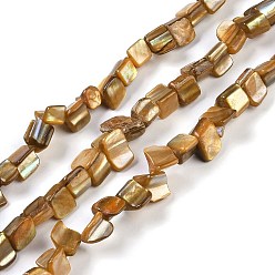 Перу Окрашенные естественных пресноводных стеклянные бусы нити, самородки, Перу, 7.5~9x9.5~15x5~9 мм, отверстие : 0.9 мм, около 42~50 шт / нитка, 14.45''~14.76'' (36.7~37.5 см)