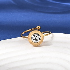 Прозрачный Регулируемые кольца-манжеты из нержавеющей стали с инкрустацией кубическим цирконием для женщин., круглые, золотые, прозрачные, 304 мм