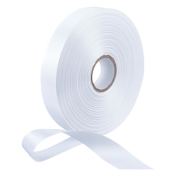 White Polyester Blank Sewn-in Label Ribbon, with Spool, White, 25mm, 200m/roll