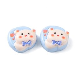 Light Sky Blue Opaque Cute Cartoon Resin Cabochons, Rectangle, Light Sky Blue, 15.5~17x16~17.5x7.5~8mm