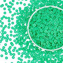 Весенне-зеленый 10 нити плоские круглые бусины из полимерной глины ручной работы, диск хейши бусины для гавайских серег браслет ожерелья ювелирных изделий, весенний зеленый, 6x1 мм, отверстие : 2 мм, 10 прядь