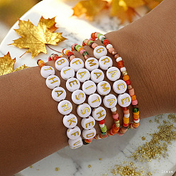 Mixed Shapes 6шт. 6 Стиль: богемный, ручной работы, браслеты дружбы из смолы и пластика с разноцветными стеклянными бусинами, эластичные, для мужчин и женщин, разнообразные, 6.89 дюйм (17.5 см), 1 шт / стиль