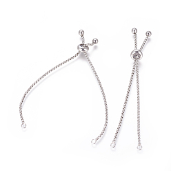 Нержавеющая Сталь Цвет Устойчивый к потускнению регулируемый 304 браслет из нержавеющей стали, слайдерные браслеты, цвет нержавеющей стали, 9 дюйм (23 см)