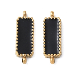 Черный 304 эмалированные подвески из нержавеющей стали, золотые, прямоугольник ссылки, чёрные, 15x5x2 мм, отверстие : 1 мм
