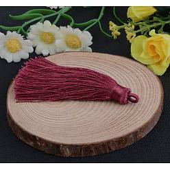 Темно-Красный Нейлон кисточкой большие украшения кулон, темно-красный, 70~74x11 мм, отверстие : 4 мм