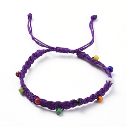 Indigo Gewachste Polyesterschnur geflochtene Perlenarmbänder, mit opaken Farben Glassamenperlen, Indigo, 2-1/8 Zoll ~ 3-7/8 Zoll (5.5~10 cm)