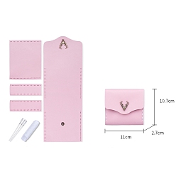 Бледно-Розовый Наборы для изготовления кожаного кошелька своими руками, прямоугольник с оленями, розовый жемчуг, 11x10.7x2.7 см