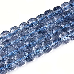 Светлый Стально-синий К 9 нити стеклянных бусин, имитация драгоценных камней, кубические, граненые, светло-стальной синий, 7~7.5x7~7.5x7~7.5 мм, отверстие : 1~1.2 мм, около 54~56 шт / нитка, 14.57~15.16 дюйм (37~38.5 см)
