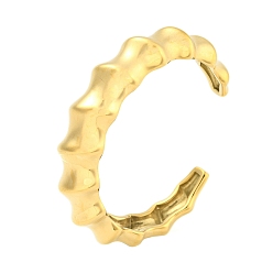 Настоящее золото 18K 304 бамбуковые браслеты из нержавеющей стали с открытыми манжетами для женщин, реальный 18 k позолоченный, внутренний диаметр: 2-1/8x2-3/8 дюйм (5.3x6.1 см)