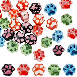 (52) Непрозрачная лаванда 30шт 5цвета ручная работа печатные фарфоровые бусины, отпечатки лап, разноцветные, 13.5x15x9.5 мм, отверстие : 1.8 мм, 6 шт / цвет