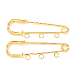 Golden Iron Brooch Findings, 3-Holes Kilt Pins for Lapel Pins Makings, Golden, 21x60x7.5mm, Hole: 3.5mm