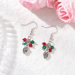 Античный Серебристый & Платиновый Серьги из бронзы, с подвесками из сплава сосновых шишек, старинное серебро и платина, 40.5 мм