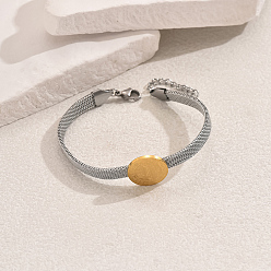 Золотой & Цвет Нержавеющей Стали Ретро 201 браслеты для часов из нержавеющей стали, плоский круглый с украшением в виде святого Бенедикта для женщин, золотые и нержавеющая сталь цвет, внутренний диаметр: 6-3/4 дюйм (17 см)