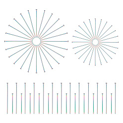 Rainbow Color 100 шт 2 стили 304 штифты с плоской головкой из нержавеющей стали, Радуга цветов, 20~30x0.6~0.7 мм, Руководитель: 1.3~1.4 mm, 50 шт / стиль