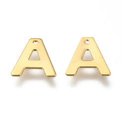 Letter A 304 прелести нержавеющей стали, letter.a, реальный 18 k позолоченный, 11x10x0.8 мм, отверстие : 1 мм