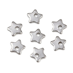 Нержавеющая Сталь Цвет Устойчивые к потускнению 304 подвески-шармы в виде пятиконечной звезды из нержавеющей стали, цвет нержавеющей стали, 5.5x5.5x1 мм, отверстие : 1 мм