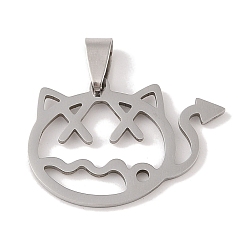 Stainless Steel Color Non-Tarnish 201 Stainless Steel Pendants, Devil Charm, Stainless Steel Color, 22.5x32x1.5mm, Hole: 4x7mm