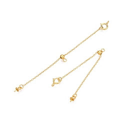 Настоящее золото 24K 925 удлинители цепи из стерлингового серебра, ползунковая кабельная цепь, реальный 24 k позолоченный, 83 мм, Кулон : 6x3 мм, штифты : 0.6 мм, застежка : 5.5x7.5x2.5 mm